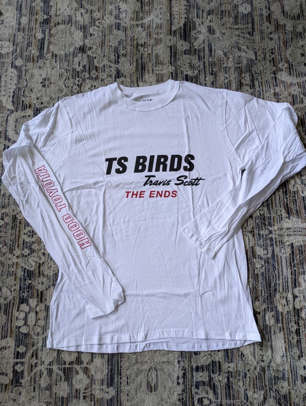 Travis Scott TS Birds "The Ends" Long Sleeve Tee White NWOT Size M